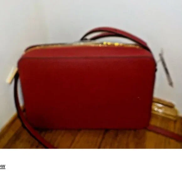 Michael Kors Sandrine Stud LG Crossbody Saffiano Leather DK Sangria New - Picture 4 of 5